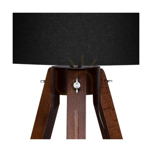 Stolní lampa na trojnožce, 1xE27, Max. 40 W, bukové a ořechové dřevo / průhledný PVC kabel / černý stínidlo, Ø 30 cm small 2