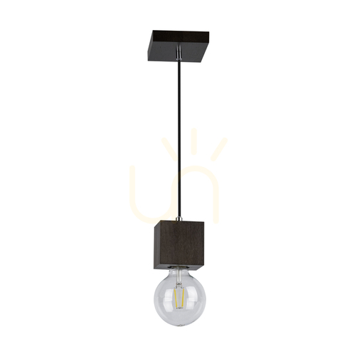 Kontrola Závěsné svítidlo Trongo Square, 1xE27, Max. 60 W, bukové a ořechové dřevo, černý opletený kabel, 10 cm