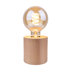 Kulatá stolní lampa Trongo, 1xE27, Max. 25 W, bukové dřevo / černý PVC kabel, Ø 9,5 cm small 1