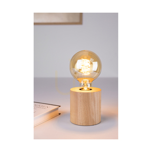 Kulatá stolní lampa Trongo, 1xE27, Max. 25 W, bukové dřevo / černý PVC kabel, Ø 9,5 cm small 2