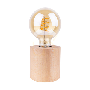 Kulatá stolní lampa Trongo, 1xE27, Max. 25 W, bukové dřevo / černý PVC kabel, Ø 9,5 cm small 0