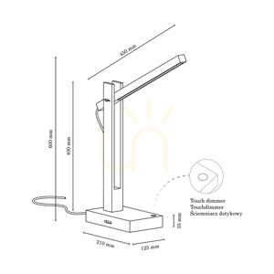Stolní lampa Tukan, 1xLED, 3000 K, 5,5 W, bříza/antracit, opletený kabel s dotykovým stmívačem, 45 cm small 2