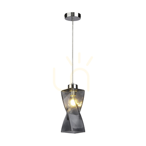 Závěsné svítidlo Twist, 1xE27, Max. 25 W, chromovaný kov / průhledný PVC kabel / stínidlo z kouřového skla, 10 cm small 1