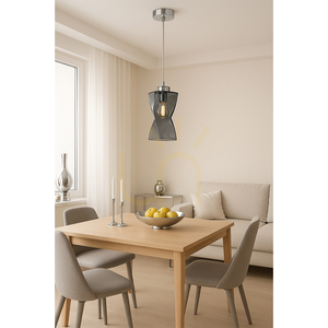 Závěsné svítidlo Twist, 1xE27, Max. 25 W, chromovaný kov / průhledný PVC kabel / stínidlo z kouřového skla, 10 cm small 2