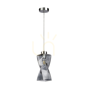 Závěsné svítidlo Twist, 1xE27, Max. 25 W, chromovaný kov / průhledný PVC kabel / stínidlo z kouřového skla, 10 cm small 0