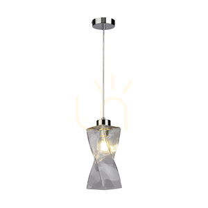 Závěsné svítidlo Twist, 1xE27, Max. 25 W, chromovaný kov / průhledný PVC kabel / průhledný skleněný stínidlo, 10 cm small 1