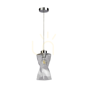 Závěsné svítidlo Twist, 1xE27, Max. 25 W, chromovaný kov / průhledný PVC kabel / průhledný skleněný stínidlo, 10 cm small 0