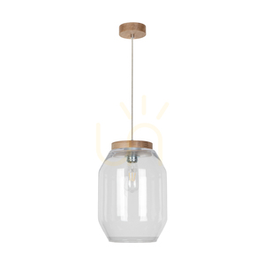 Závěsné svítidlo Vaso, 1xE27, max.. 60 W, olejovaný dub / průhledný PVC kabel / průhledný skleněný stínidlo Ø 24 cm small 0