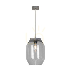 Závěsné svítidlo Vaso, 1xE27, Max. 60 W, borovice mořená do šeda, průhledný PVC kabel, stínidlo z kouřového skla, Ø 24 cm small 1