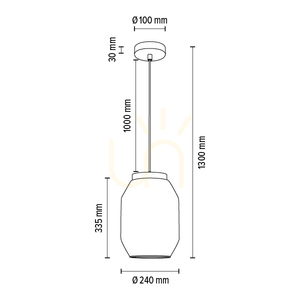 Závěsné svítidlo Vaso, 1xE27, Max. 60 W, borovice mořená do šeda, průhledný PVC kabel, stínidlo z kouřového skla, Ø 24 cm small 2