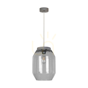 Závěsné svítidlo Vaso, 1xE27, Max. 60 W, borovice mořená do šeda, průhledný PVC kabel, stínidlo z kouřového skla, Ø 24 cm small 0