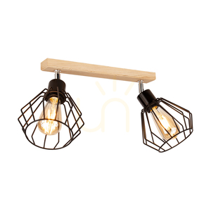 Stropní svítidlo Vento, 2xE27, Max. 60 W, olejovaný dub / černý kovový stínidlo, 50 cm small 1