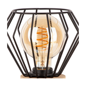 Stolní lampa Vento, 1xE27, Max. 15W LED, olejovaný dub / černý PVC kabel / černý kovový stínidlo, Ø 18 cm small 1