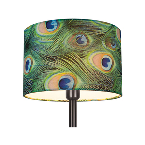 Stolní lampa Vert, 1xE27, Max. 40 W, černý kov / černý PVC kabel / vícebarevné stínidlo s motivem pávího peří, Ø 25 cm small 4