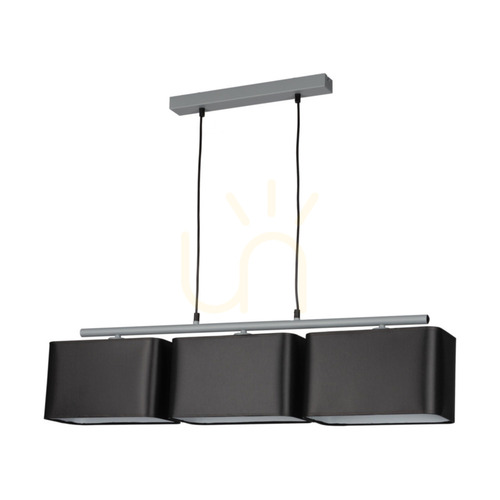 Kontrola Závěsné svítidlo Vertigo, 3xE27, Max. 25 W, šedý kov / černý PVC kabel / černý stínidlo, 86 cm