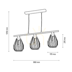 Závěsné svítidlo Vertigo, 3xE27, Max. 25 W, černý kov / černý PVC kabel / černý kovový stínidlo, 86 cm small 2