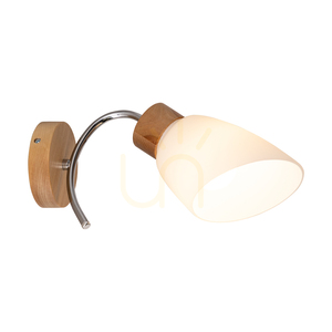 Nástěnné svítidlo Viletta 1xE27 Max. 60 W, bříza/chromovaný kov/bílý skleněný stínidlo 29 cm small 1