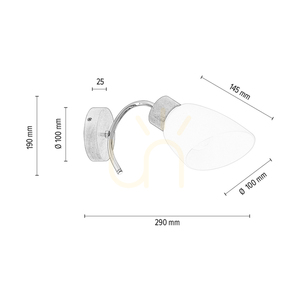 Nástěnné svítidlo Viletta 1xE27 Max. 60 W, bříza/chromovaný kov/bílý skleněný stínidlo 29 cm small 3