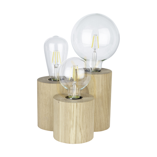 Kontrola Stolní lampa Vincent, 3xE27, Max. 15 W, olejovaný dub/černá, PVC kabel 19,5 cm