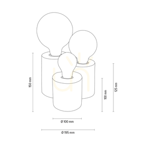 Stolní lampa Vincent, 3xE27, Max. 15 W, bukové a ořechové dřevo, černý PVC kabel, 19,5 cm small 2