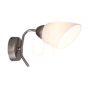 Nástěnné svítidlo Viletta 1xE27 Max. 60 W, saténově matný kov / bílé skleněné stínidlo, 29 cm small 1