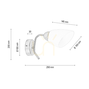 Nástěnné svítidlo Viletta 1xE27 Max. 60 W, saténově matný kov / bílé skleněné stínidlo, 29 cm small 3