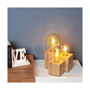 Stolní lampa Vincent Square, 3xE27, Max. 15 W, olejovaný dub/černá, PVC kabel 20 cm small 1