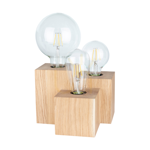 Kontrola Stolní lampa Vincent Square, 3xE27, Max. 15 W, olejovaný dub/černá, PVC kabel 20 cm