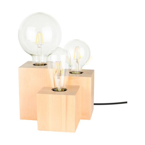Kontrola Stolní lampa Vincent Square, 3xE27, Max. 15 W, bříza/černá, PVC kabel 20 cm