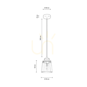 Závěsné svítidlo Warnemünde 1xE27 Max. 60 W, olejovaný dub / černý kov / černý PVC kabel / stínidlo z kouřového skla, Ø 13,5 cm small 3