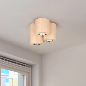 Kruhové stropní svítidlo Wooddream, 3xGU10, Max. 6 W, bříza, Ø 18 cm small 1