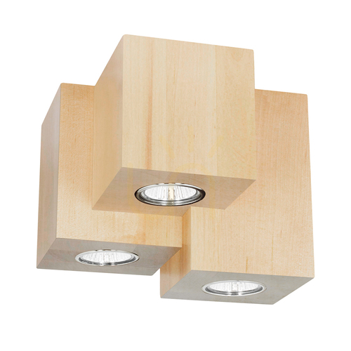 Kontrola Stropní svítidlo Wooddream Square, 3xGU10, Max. 6 W, bříza, 20 cm