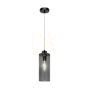 Závěsné svítidlo Zefir, 1xE27, Max. 60 W, černý kov / průhledný PVC kabel / stínidlo z kouřového skla, Ø 12 cm small 1