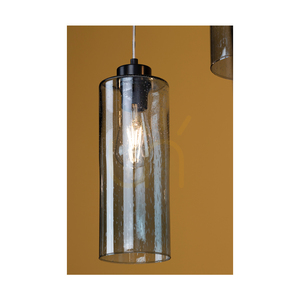 Závěsné svítidlo Zefir, 1xE27, Max. 60 W, černý kov / průhledný PVC kabel / stínidlo z kouřového skla, Ø 12 cm small 2
