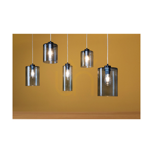 Závěsné svítidlo Zefir, 1xE27, Max. 60 W, černý kov / průhledný PVC kabel / stínidlo z kouřového skla, Ø 12 cm small 3