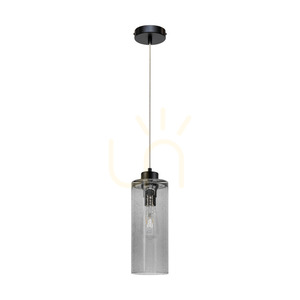 Závěsné svítidlo Zefir, 1xE27, Max. 60 W, černý kov / průhledný PVC kabel / stínidlo z kouřového skla, Ø 12 cm small 0