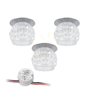 Sada stropních svítidel Cristaldream, obsahuje 3 LED žárovky G4 (max.. 2,3 W), chromovaný kov/průhledné sklo, včetně napájecího zdroje, Ø 8 cm small 0