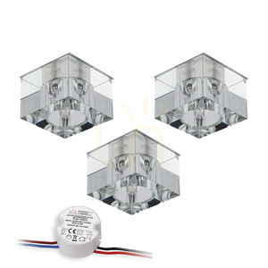 Sada stropních svítidel Cristaldream, obsahuje 3 LED žárovky G4 (max.. 2,3 W), chromovaný kov/průhledné sklo, včetně napájecího zdroje, 7 cm small 0