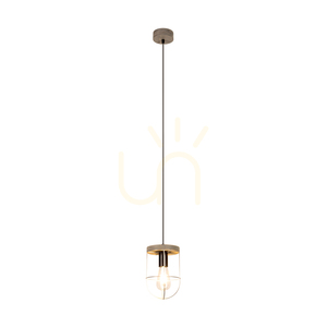 Závěsné svítidlo Netuno 1xE27 Max. 60 W, mořená borovice, šedá/černý kov/černý PVC kabel/stínidlo ze stříbrného kovu, Ø 15 cm small 1