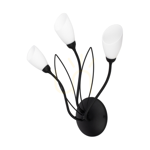 Kontrola Nástěnné svítidlo Gloriosa, 3xG9, Max. 6W LED, černý kov / bílé skleněné stínidlo, 46 cm