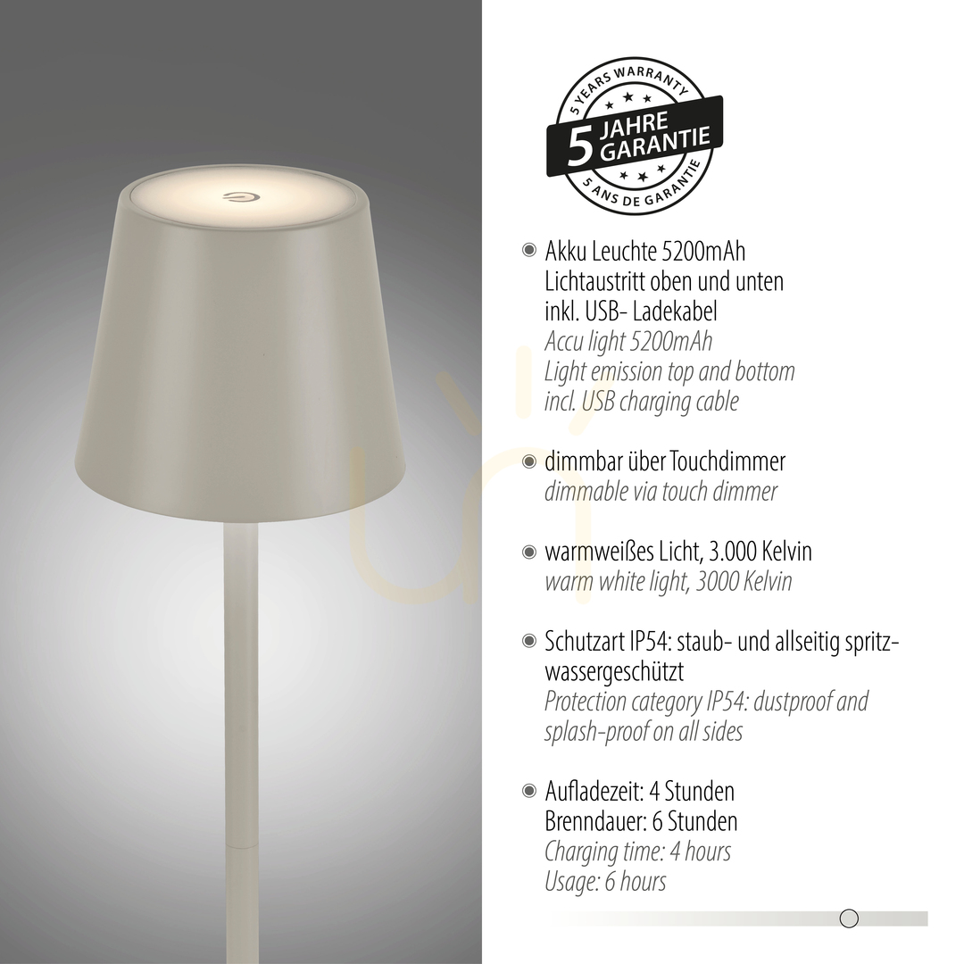 Zobrazit Stolní lampa EURIA 19250-40, šedá, 1xLED Stolní lampa EURIA 19250-40, šedá, 1xLED