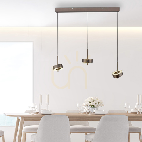 Kontrola LED závěsné svítidlo Paul Neuhaus Q-ROTATE 2248-34, hnědé, 3 světla, 95 cm