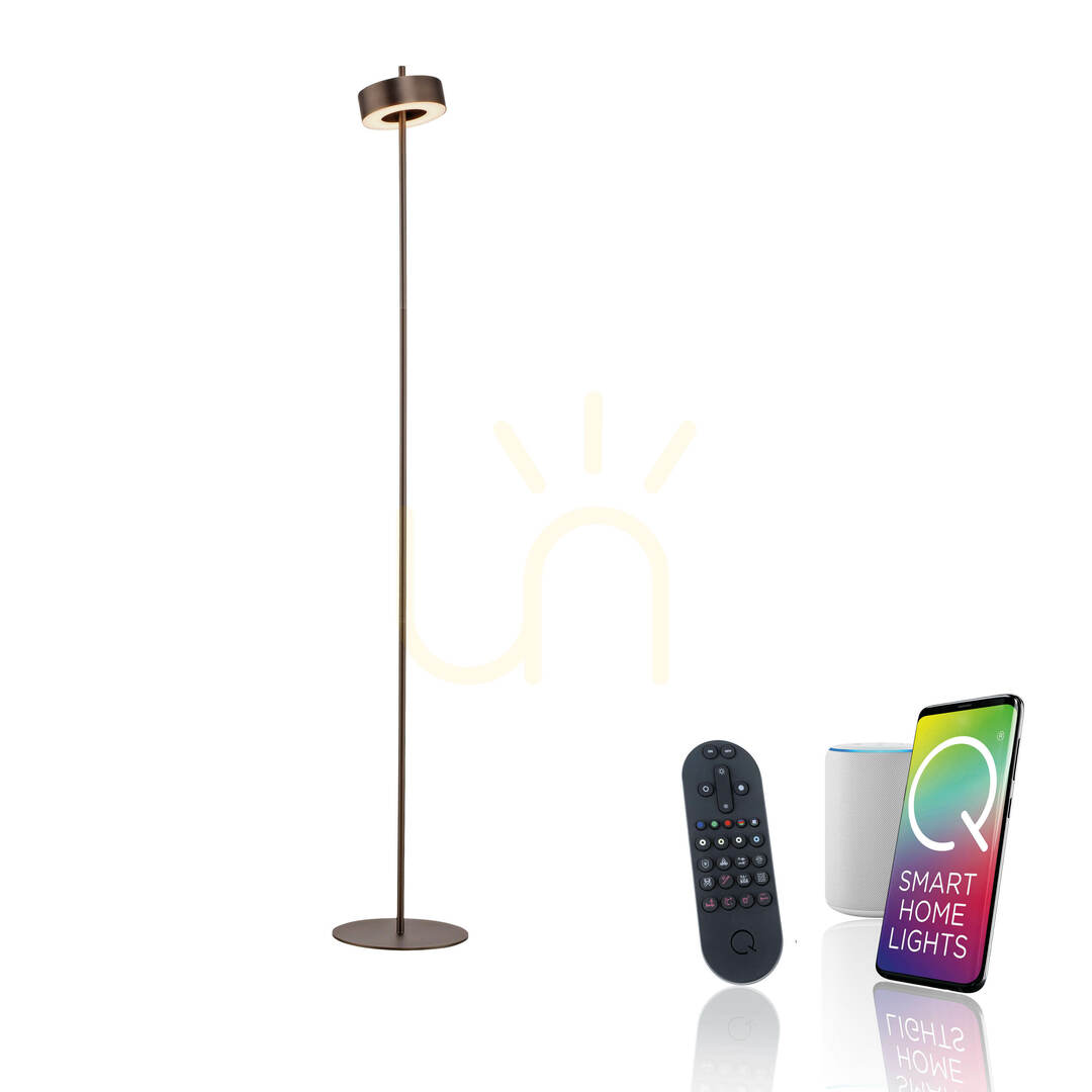 Pohled Stojací lampa Q-ROTATE 324-34, hnědá, 1xLED Stojací lampa Q-ROTATE 324-34, hnědá, 1xLED