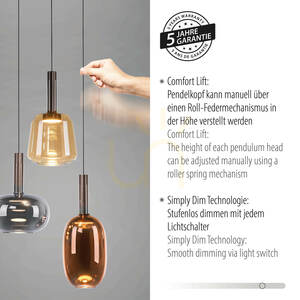 IRIDES 2679-70 Vícebarevné závěsné svítidlo se 3 LED diodami small 4