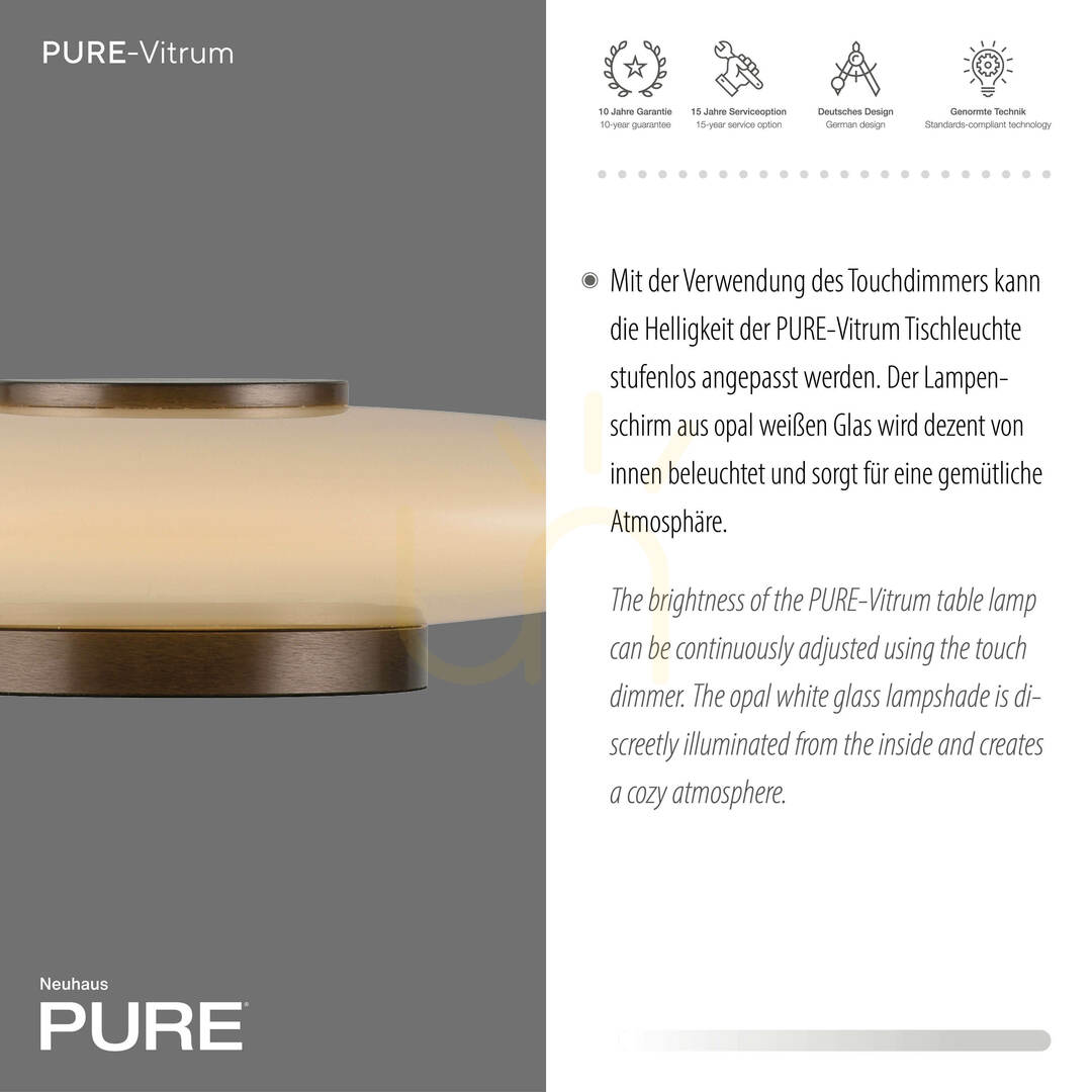 Zobrazit Stolní lampa PURE VITRUM 4080-34, hnědá, 1xLED Stolní lampa PURE VITRUM 4080-34, hnědá, 1xLED