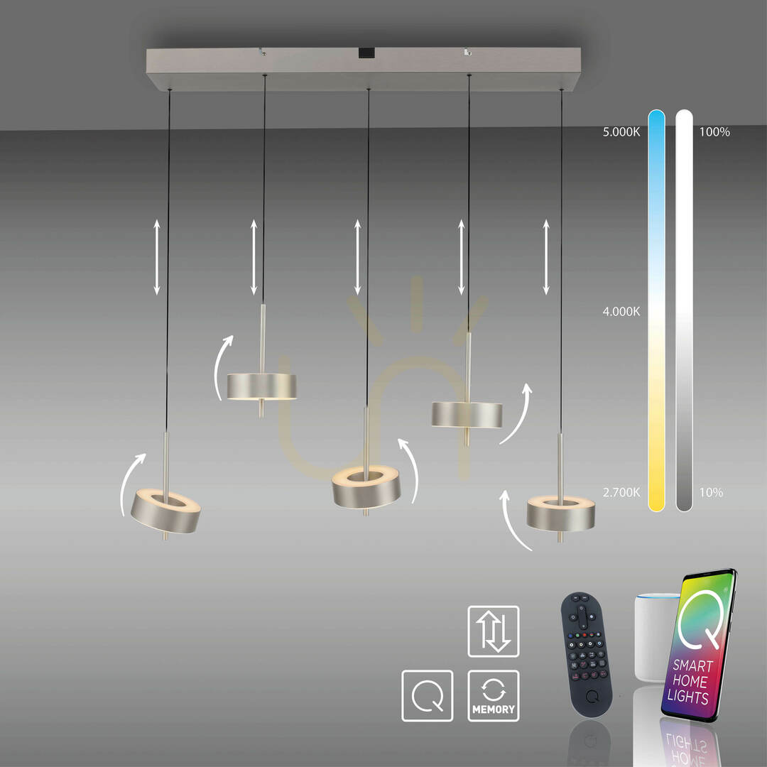 Náhled Q-ROTATE 2249-95 Stříbrné závěsné svítidlo s 5 LED diodami Q-ROTATE 2249-95 Stříbrné závěsné svítidlo s 5 LED diodami