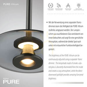 PURE VITRUM 2053-15 Šedé závěsné svítidlo s 2 LED diodami small 12