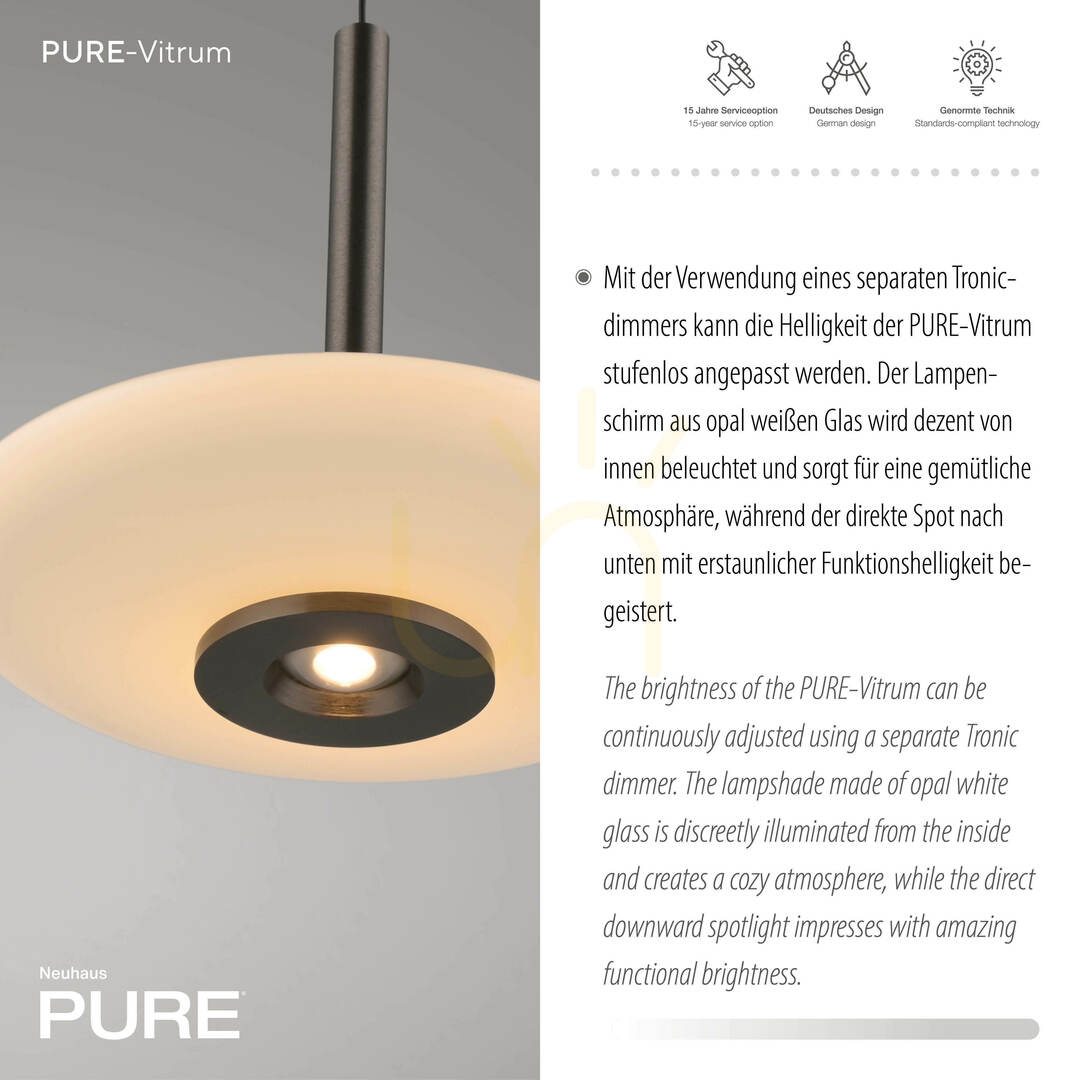 Zobrazit PURE VITRUM 2053-34 Hnědé závěsné svítidlo s 2 LED diodami PURE VITRUM 2053-34 Hnědé závěsné svítidlo s 2 LED diodami