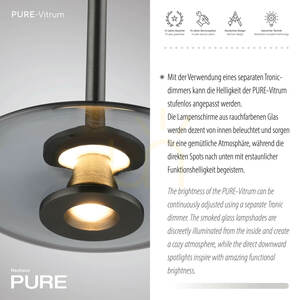 PURE VITRUM 2083-15 Šedé závěsné svítidlo s 6 LED diodami small 13