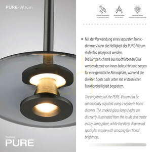 PURE VITRUM 2083-15 Šedé závěsné svítidlo s 6 LED diodami small 3